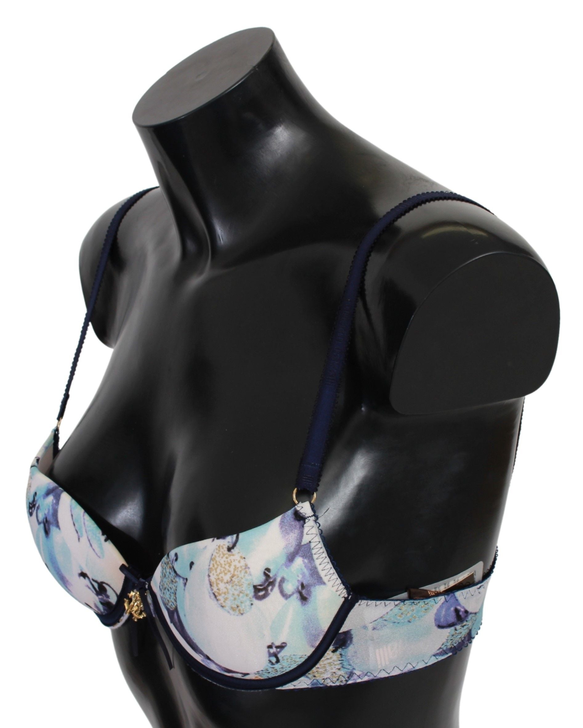 Roberto Cavalli Blue Printed Nylon Reggiseno Bra Underwear - Gio Beverly Hills