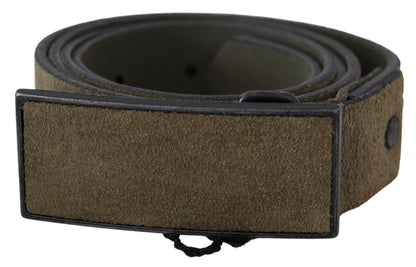 Costume National Green Leather Velvet Buckle Waist Army Belt - Gio Beverly Hills