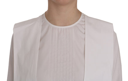 Dsquared² White Crew Neck Long Sleeve Cotton Blouse - Gio Beverly Hills