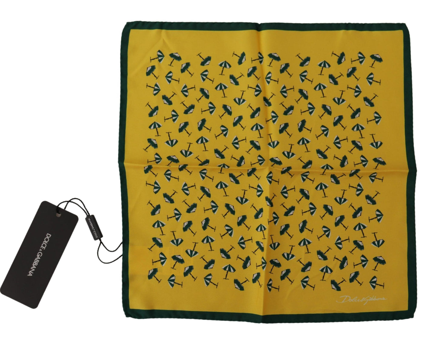 Dolce & Gabbana Yellow Printed DG Logo Square Mens Handkerchief Scarf - Gio Beverly Hills