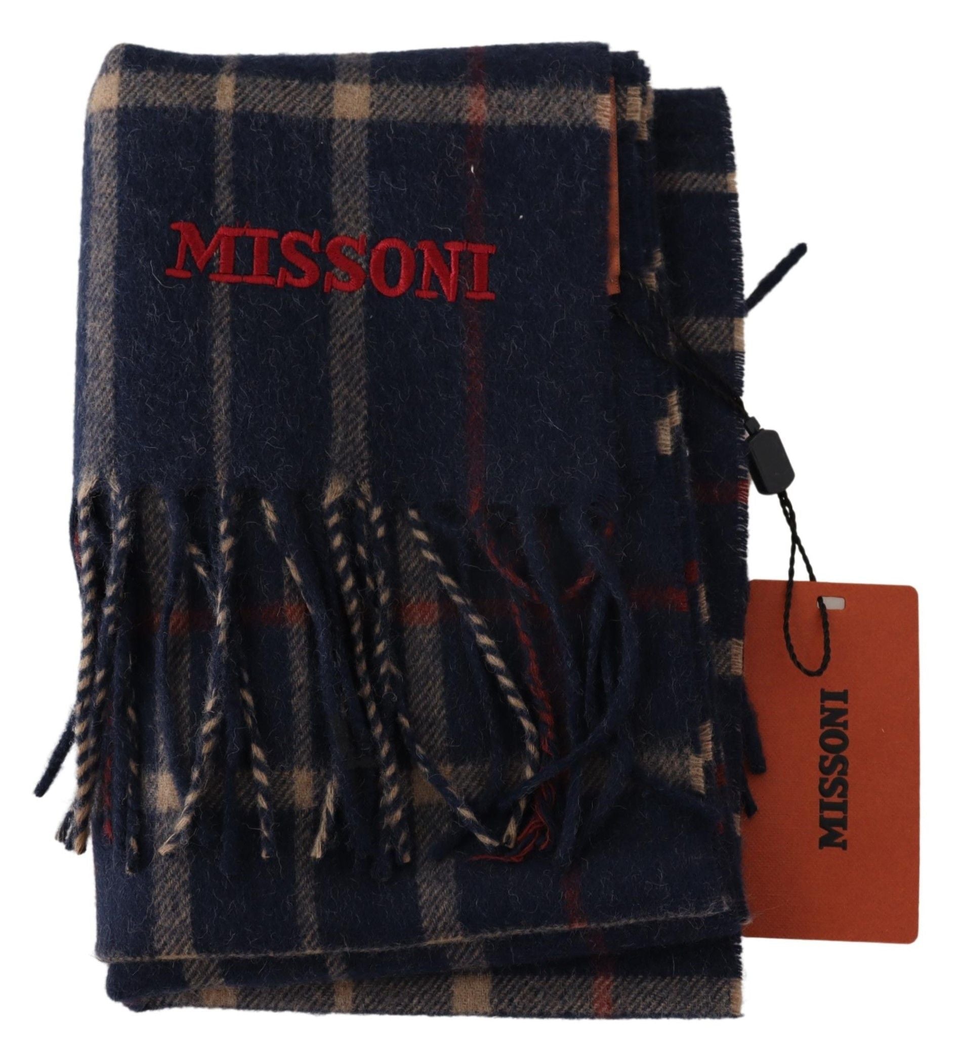 Missoni Black Checkered Unisex Neck Wrap Fringes Scarf - Gio Beverly Hills