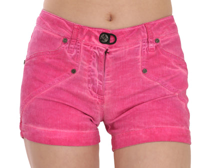 PLEIN SUD Pink Mid Waist Cotton Denim Mini Shorts - Gio Beverly Hills