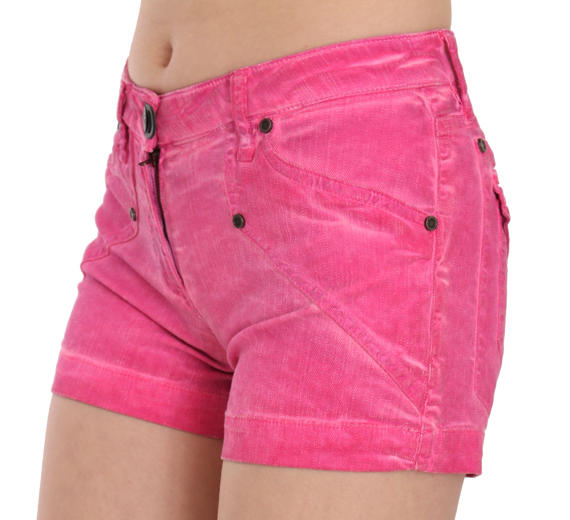 PLEIN SUD Pink Mid Waist Cotton Denim Mini Shorts - Gio Beverly Hills