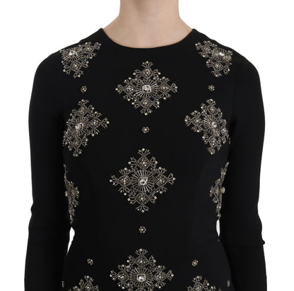 John Richmond Black Crystal Stretch Mini Shift Dress - Gio Beverly Hills