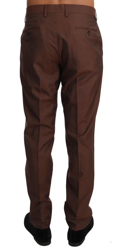 Dolce & Gabbana Brown Wool Silk Formal Trousers Pants - Gio Beverly Hills