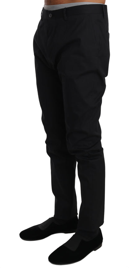 Dolce & Gabbana Black Cotton Stretch Formal Trousers Pants - Gio Beverly Hills
