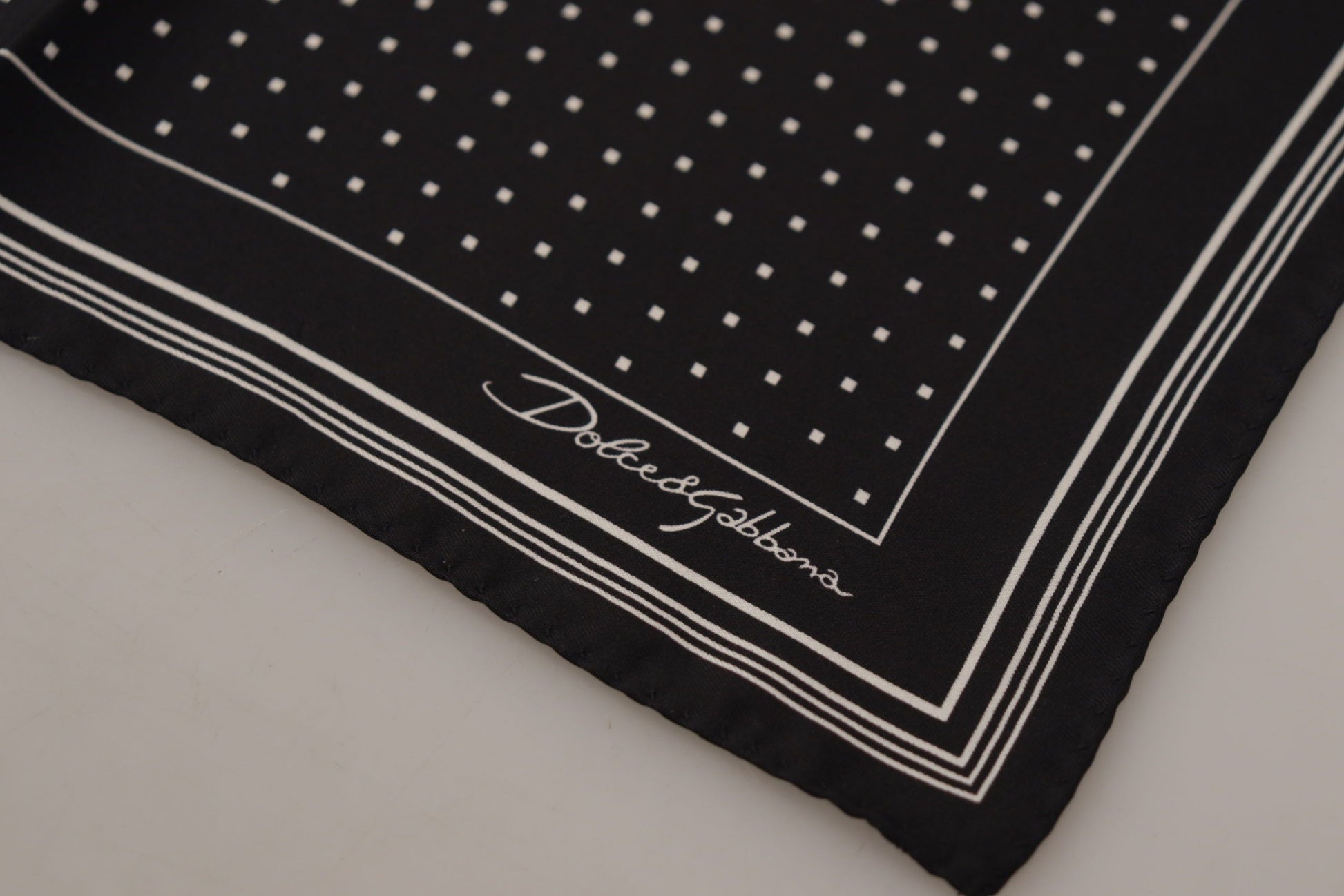 Dolce & Gabbana Black Polka Dots DG Logo Square Handkerchief - Gio Beverly Hills