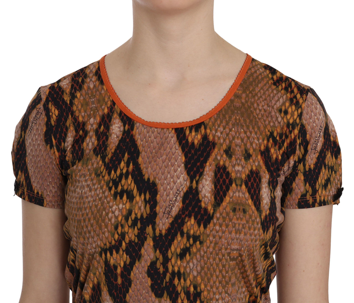 Just Cavalli Snake Skin Print Short Sleeve Top T-shirt - Gio Beverly Hills