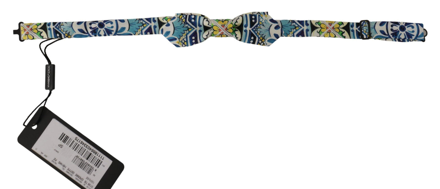 Dolce & Gabbana Multicolor Majolica Print Adjustable Papillon Bow Tie - Gio Beverly Hills