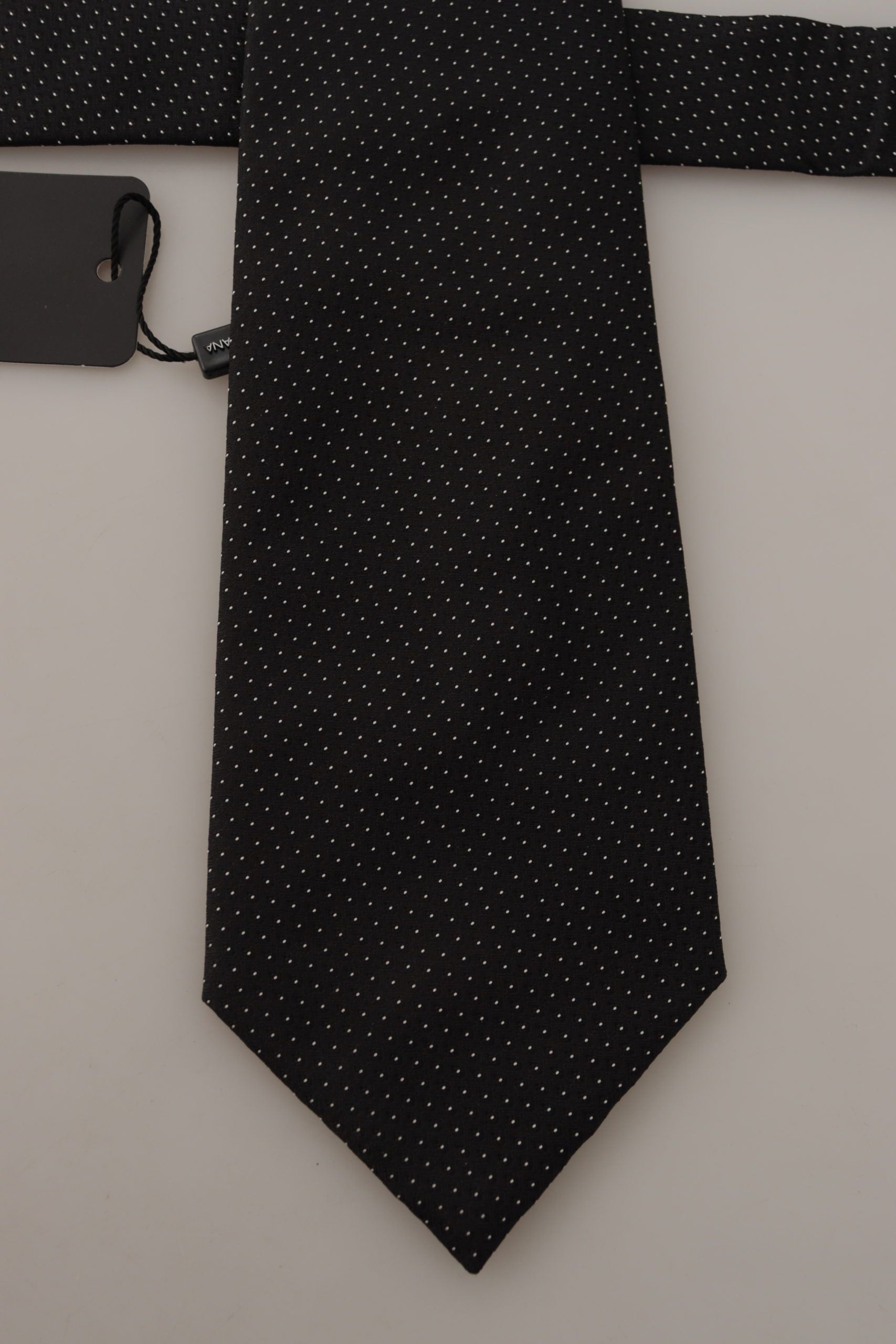 Dolce & Gabbana Black White Polka dots Silk Adjustable Tie - Gio Beverly Hills