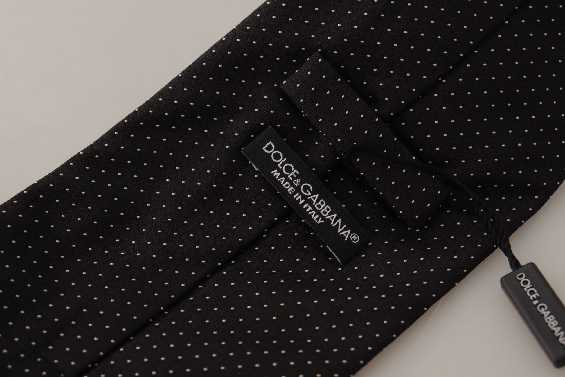 Dolce & Gabbana Black White Polka dots Silk Adjustable Tie - Gio Beverly Hills