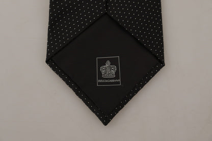 Dolce & Gabbana Black White Polka dots Silk Adjustable Tie - Gio Beverly Hills
