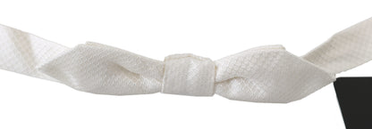 Dolce & Gabbana White 100% Silk Slim Adjustable Neck Papillon Men Tie - Gio Beverly Hills