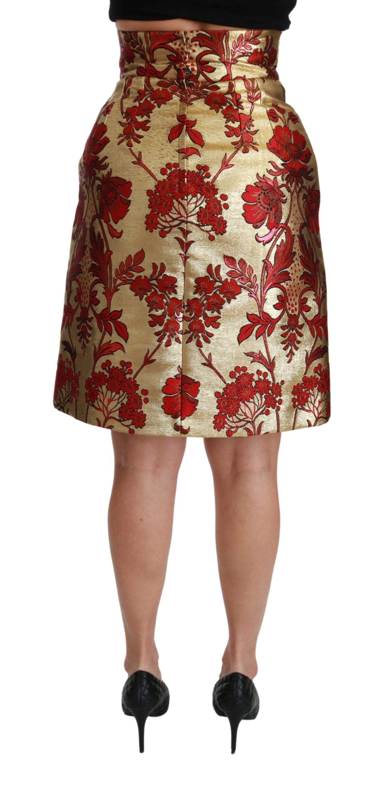 Dolce & Gabbana Gold Floral Jacquard High Waist Mini Skirt - Gio Beverly Hills
