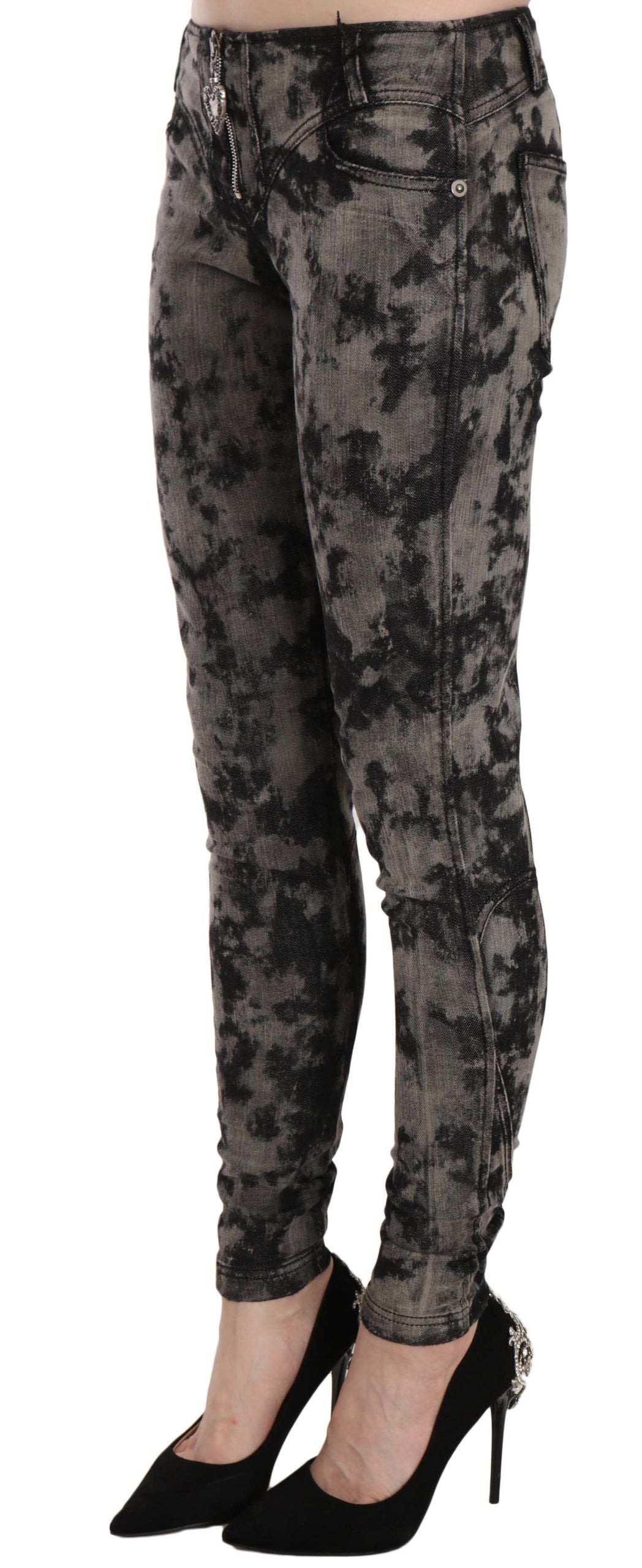 Just Cavalli Black Gray Faded Low Waist Skinny Denim Trousers Jeans - Gio Beverly Hills