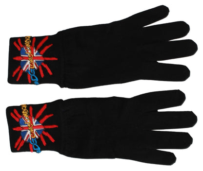 Dolce & Gabbana Black #DGLovesLondon Embroidered Wool Gloves - Gio Beverly Hills