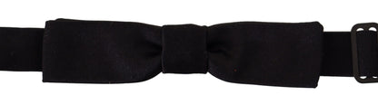 Dolce & Gabbana Black 100% Silk Adjustable Neck Papillon Tie - Gio Beverly Hills