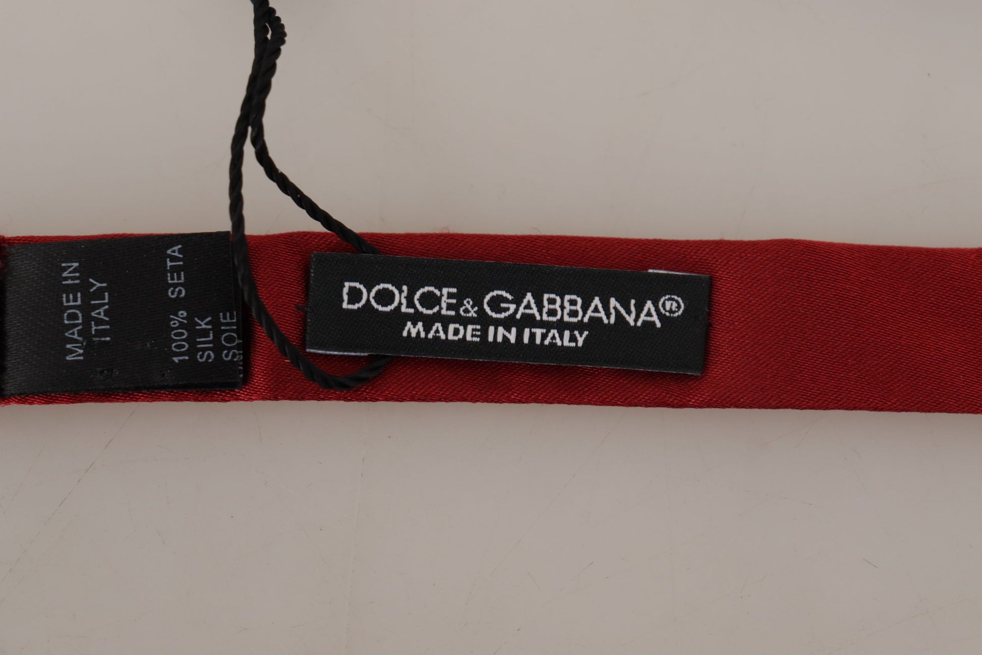 Dolce & Gabbana Red 100% Silk Slim Adjustable Neck Papillon Bow Tie - Gio Beverly Hills