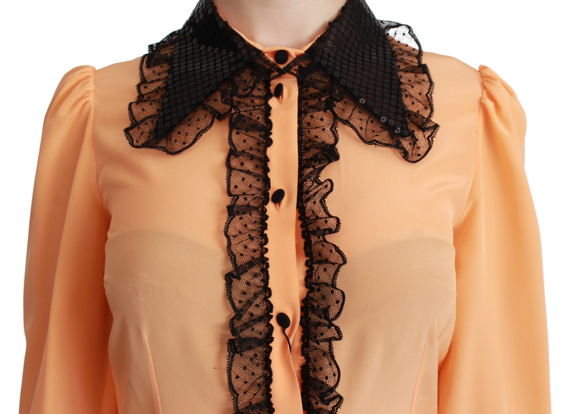 Dolce & Gabbana Yellow Silk Sequin Lace Blouse Shirt - Gio Beverly Hills