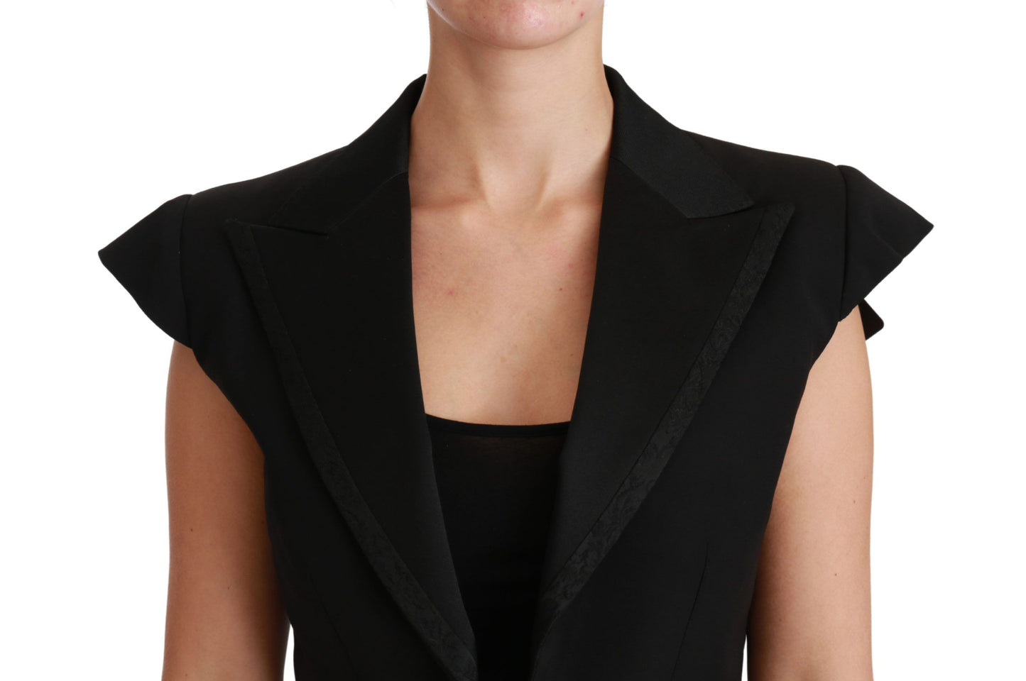Dolce & Gabbana Black Sleeveless Cropped Blazer Wool Jacket - Gio Beverly Hills
