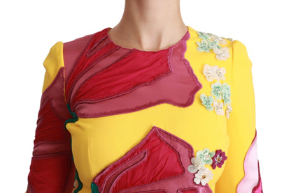 Dolce & Gabbana Yellow Floral Crystal Bodycon Sheath Dress - Gio Beverly Hills