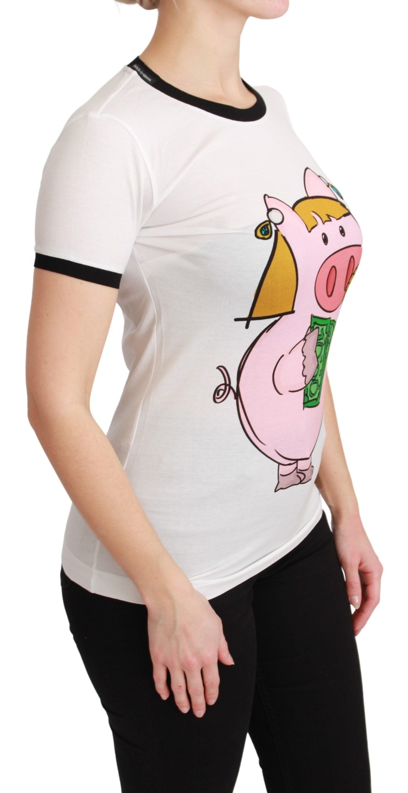 Dolce & Gabbana White YEAR OF THE PIG Top Cotton T-shirt - Gio Beverly Hills