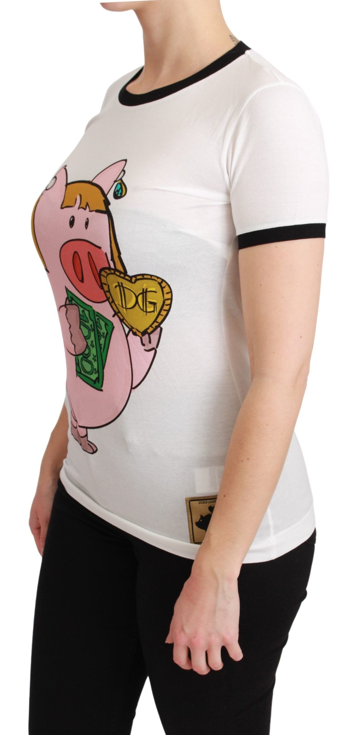 Dolce & Gabbana White YEAR OF THE PIG Top Cotton T-shirt - Gio Beverly Hills