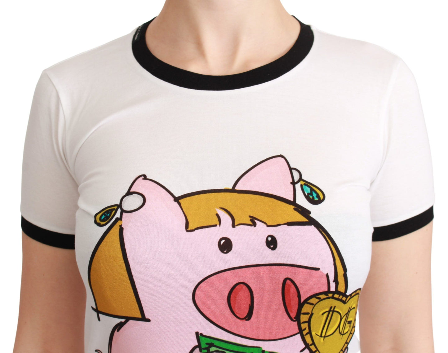 Dolce & Gabbana White YEAR OF THE PIG Top Cotton T-shirt - Gio Beverly Hills