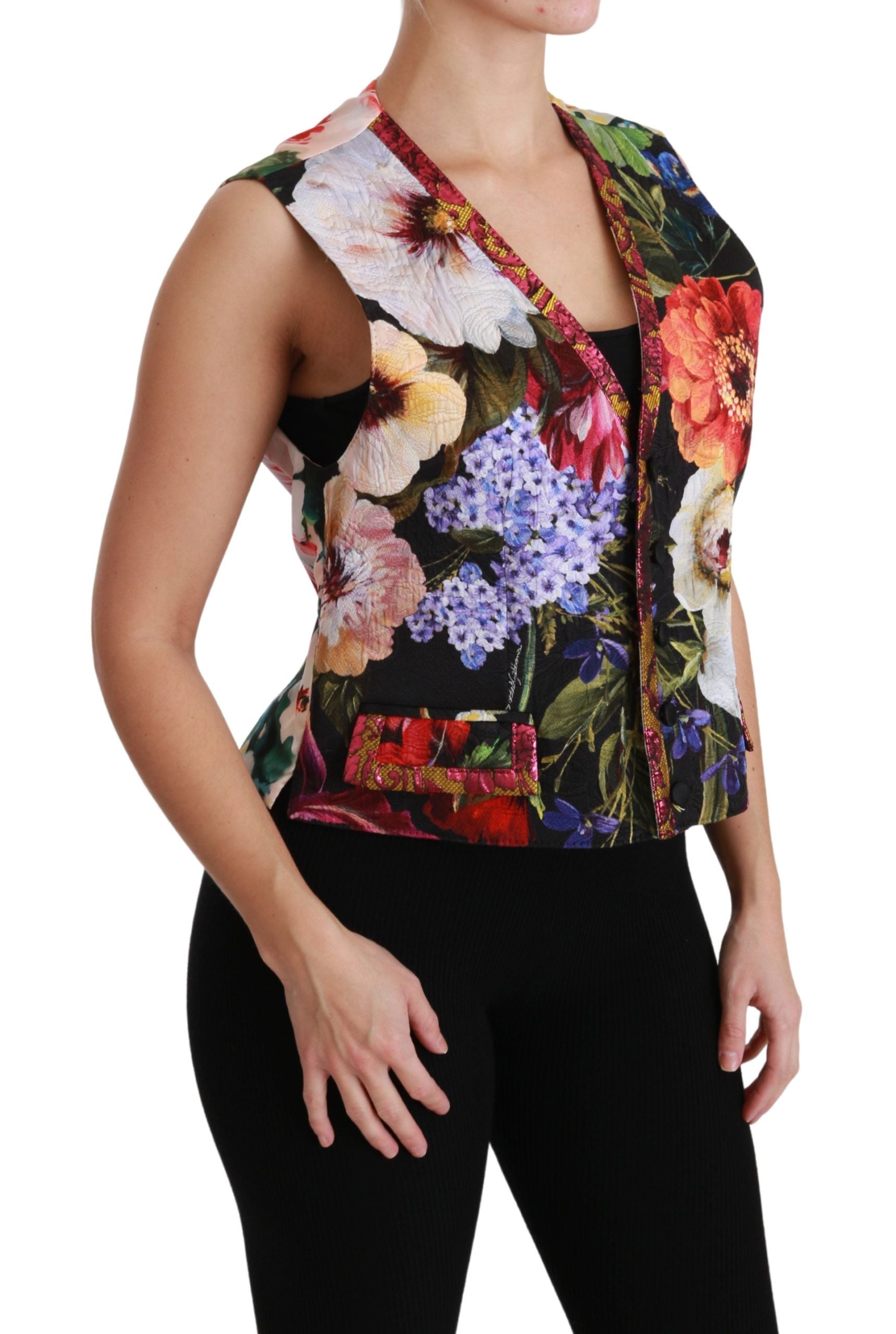 Dolce & Gabbana Multicolor Floral Sleeveless Waistcoat Top Vest - Gio Beverly Hills