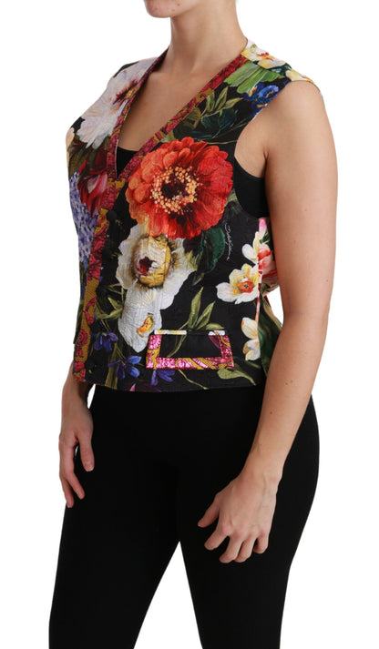 Dolce & Gabbana Multicolor Floral Sleeveless Waistcoat Top Vest - Gio Beverly Hills