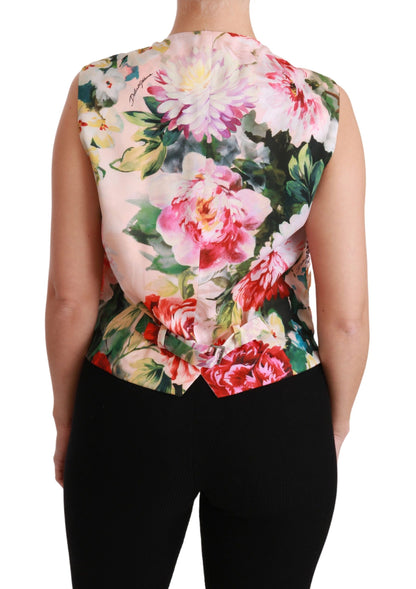 Dolce & Gabbana Multicolor Floral Sleeveless Waistcoat Top Vest - Gio Beverly Hills