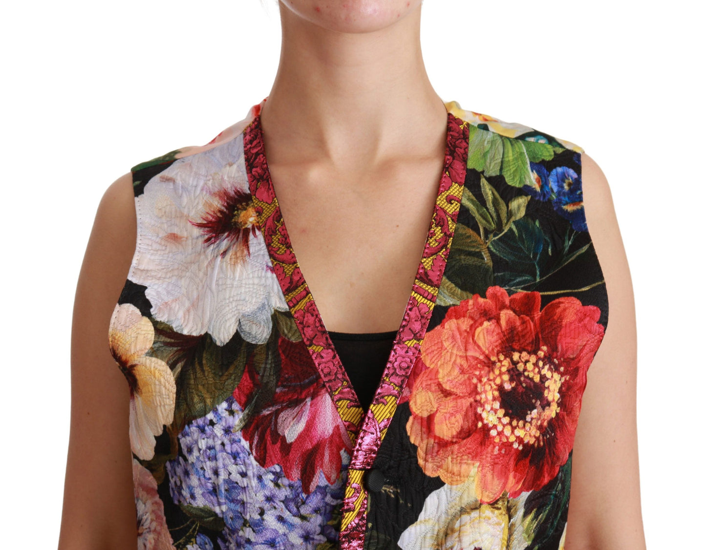 Dolce & Gabbana Multicolor Floral Sleeveless Waistcoat Top Vest - Gio Beverly Hills