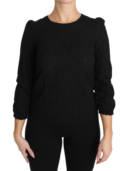 Dolce & Gabbana Black Floral Lace Zipper Top Blouse - Gio Beverly Hills