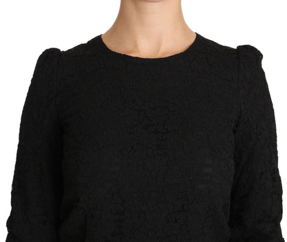 Dolce & Gabbana Black Floral Lace Zipper Top Blouse - Gio Beverly Hills
