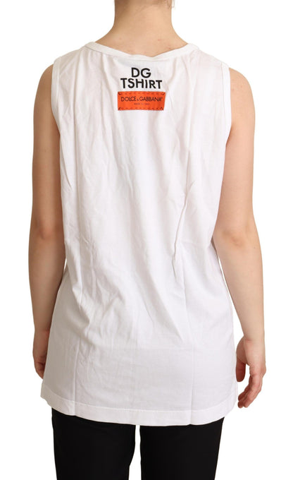 Dolce & Gabbana White Cotton #DG Motive Tank Top  T-shirt - Gio Beverly Hills
