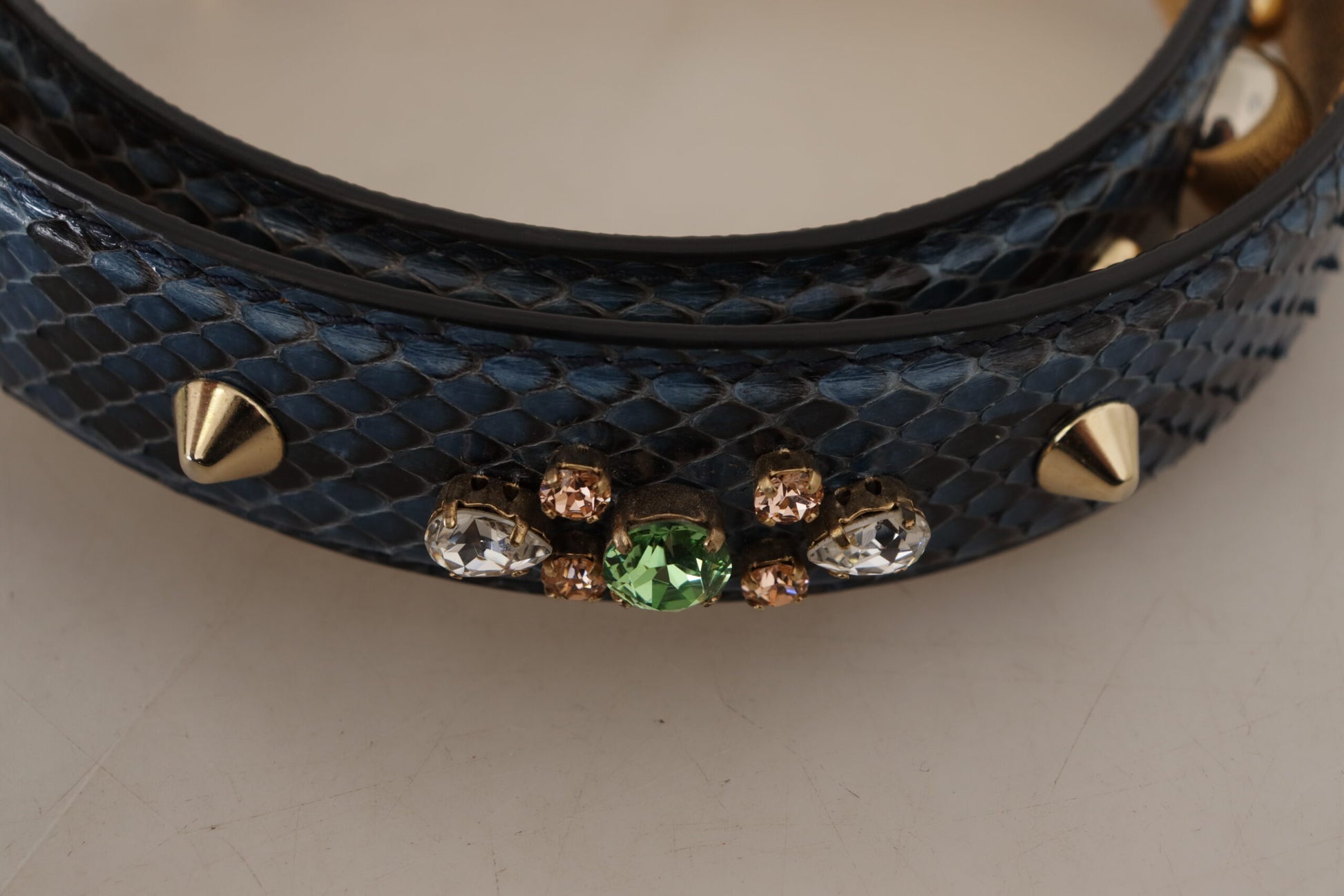 Dolce & Gabbana Blue Exotic Leather Crystals Shoulder Strap - Gio Beverly Hills