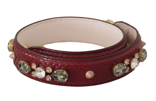 Dolce & Gabbana Bordeaux Leather Crystals Bag Shoulder Strap - Gio Beverly Hills