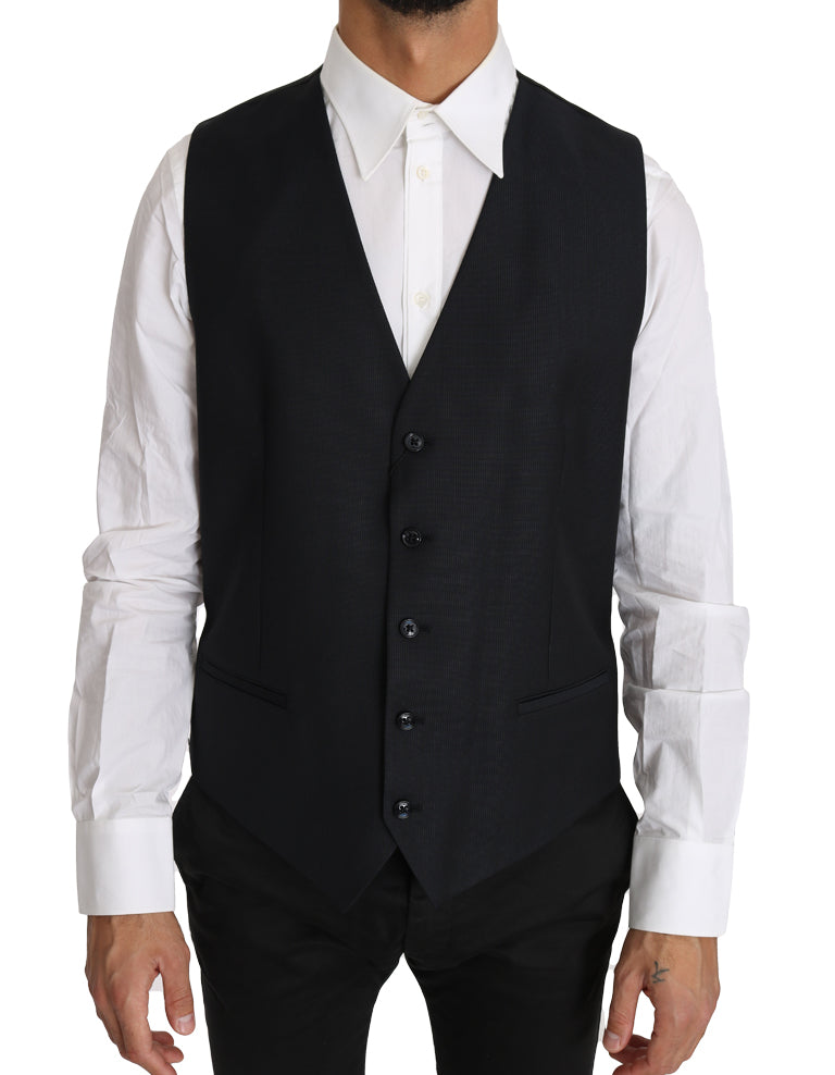 Dolce & Gabbana Gray Wool Silk Waistcoat Vest - Gio Beverly Hills