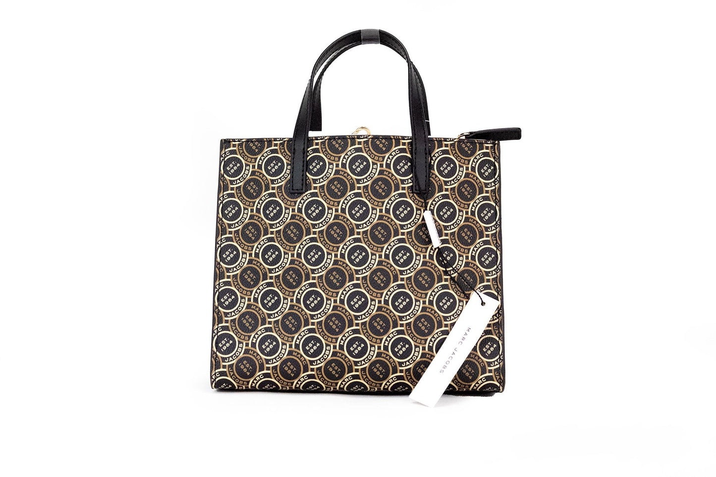 Marc Jacobs Mini Grind Signet Printed Leather Crossbody Tote Handbag Purse - Gio Beverly Hills