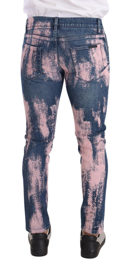 Dolce & Gabbana Blue Pink Tie Dye Cotton Skinny Denim Jeans - Gio Beverly Hills