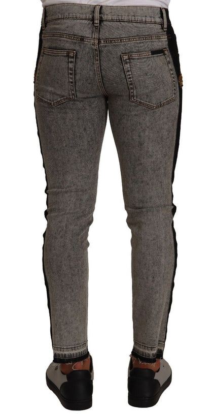 Dolce & Gabbana Gray Wash Crown Embellished Skinny Denim Jeans - Gio Beverly Hills