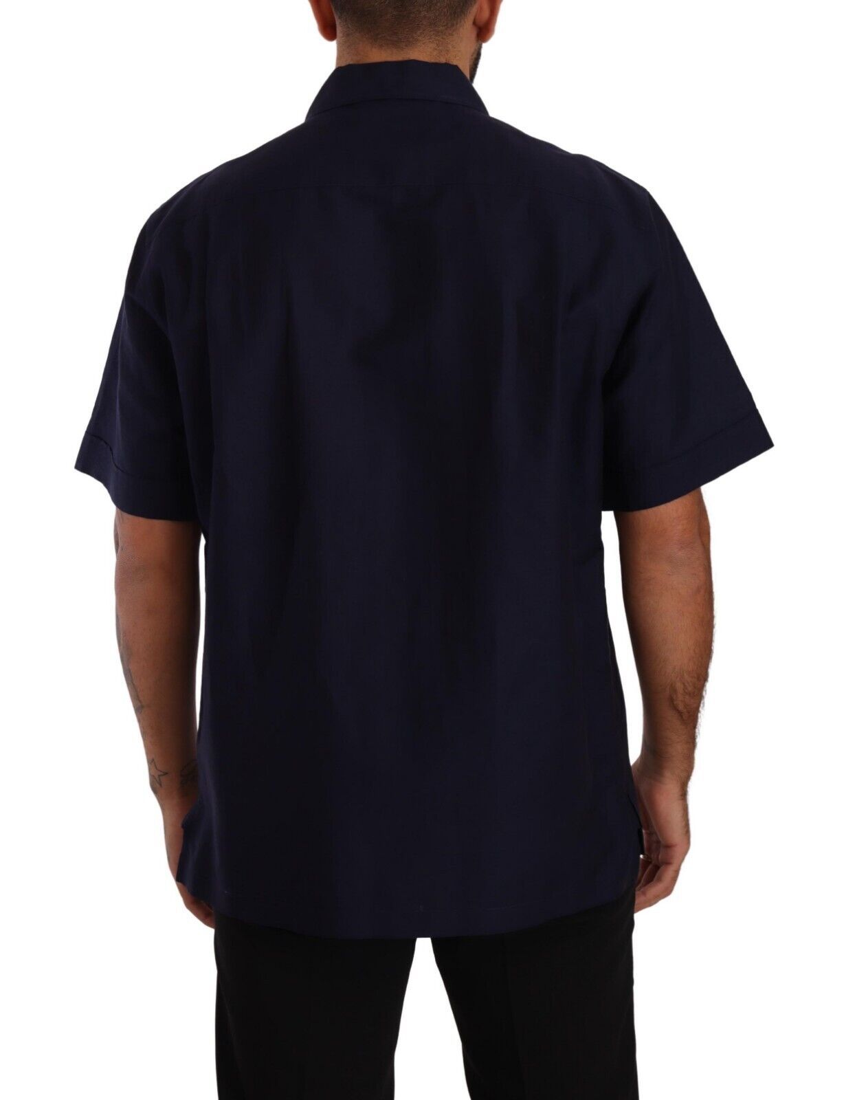 Dolce & Gabbana Navy Blue Button Down Short Sleeves Shirt - Gio Beverly Hills