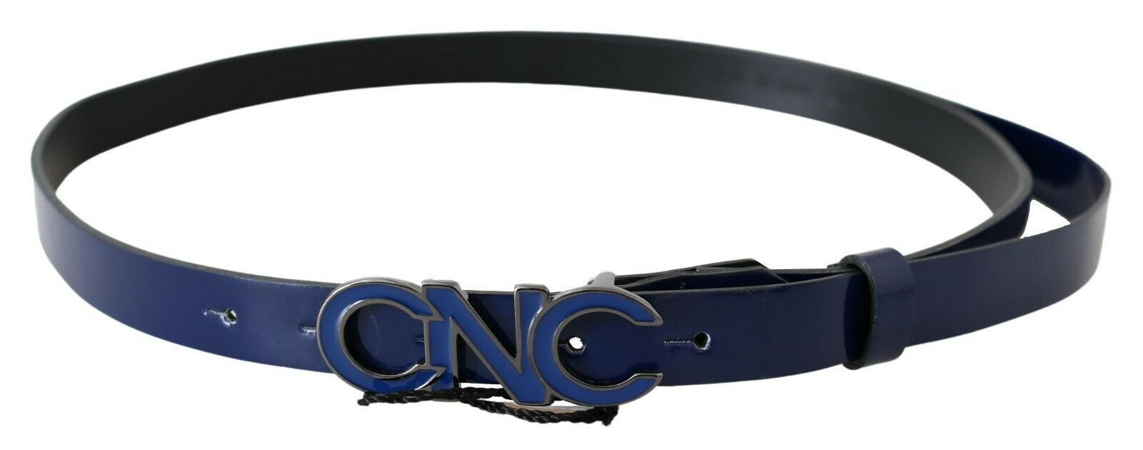 Costume National Blue Leather Logo Skinny Fashion  Belt - Gio Beverly Hills