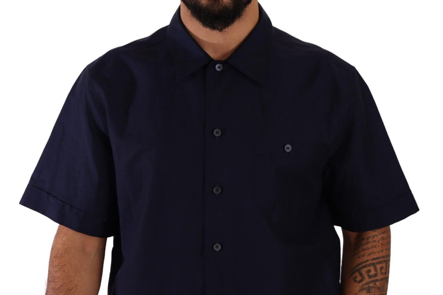 Dolce & Gabbana Navy Blue Button Down Short Sleeves Shirt - Gio Beverly Hills