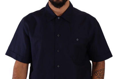 Dolce & Gabbana Navy Blue Button Down Short Sleeves Shirt - Gio Beverly Hills