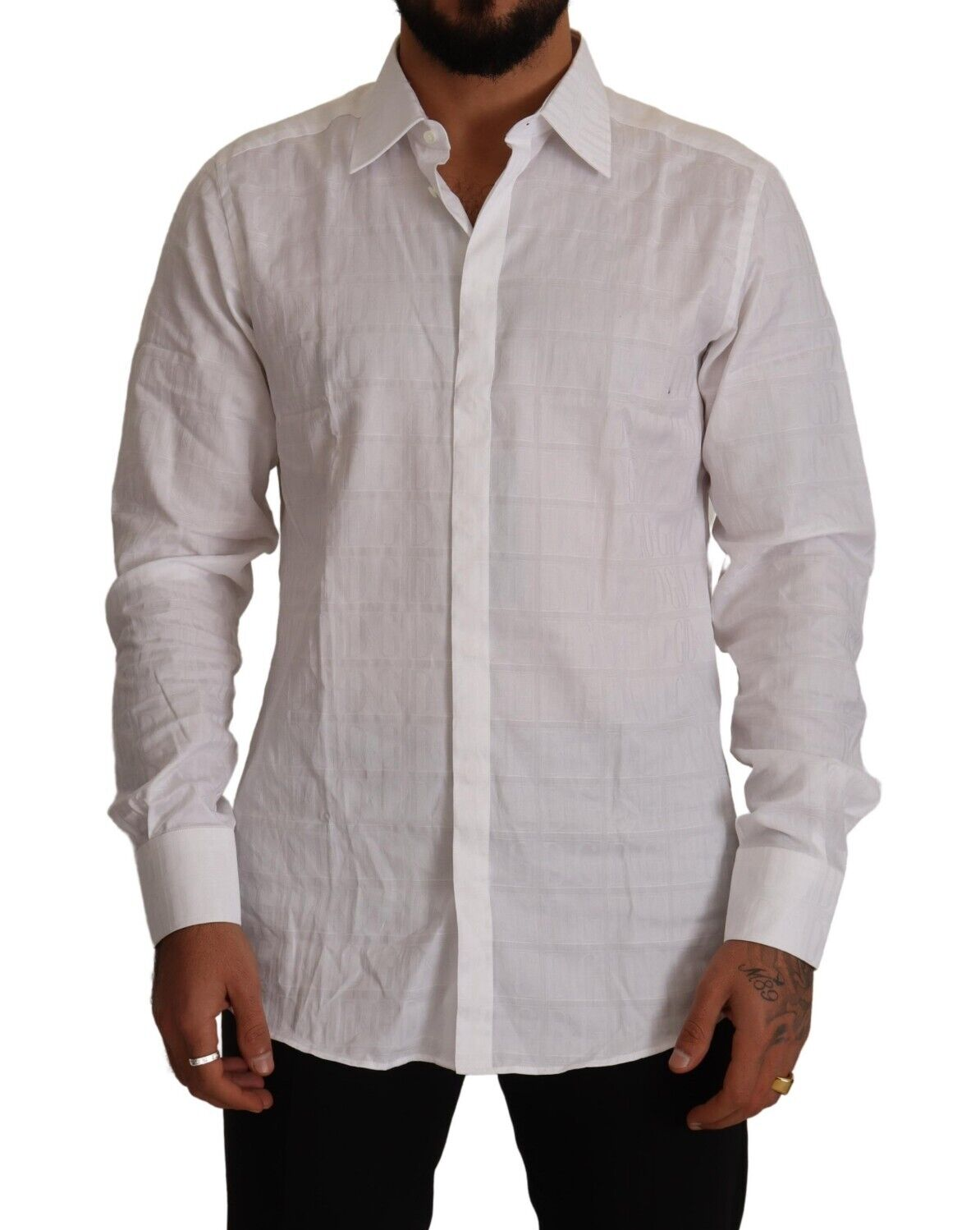 Dolce & Gabbana White GOLD Cotton Slim Fit Dress Formal Shirt - Gio Beverly Hills