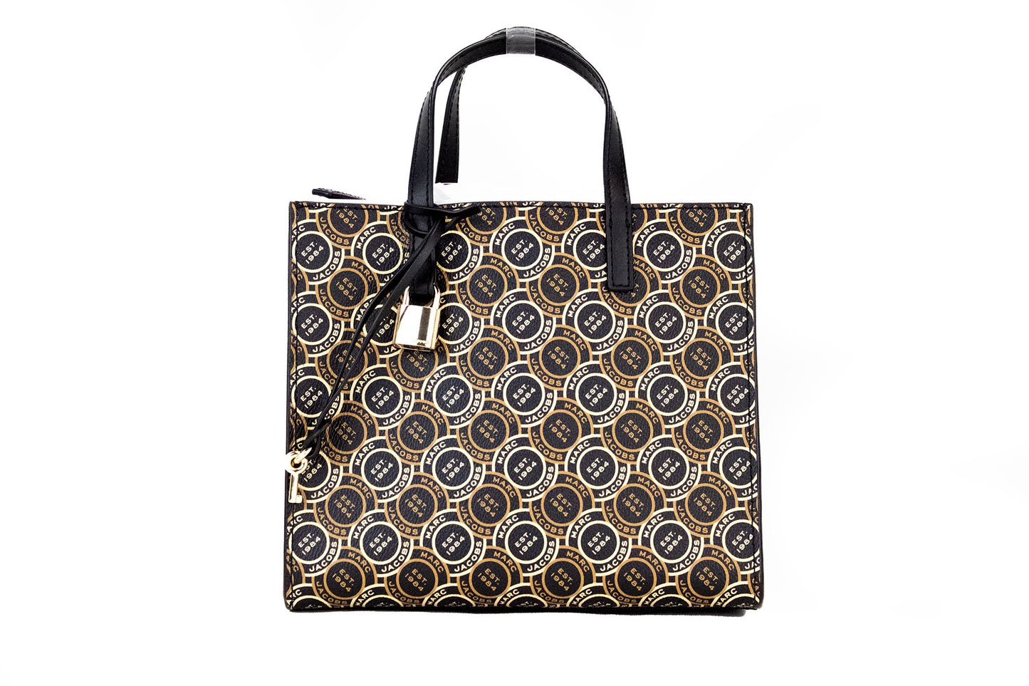 Marc Jacobs Mini Grind Signet Printed Leather Crossbody Tote Handbag Purse - Gio Beverly Hills