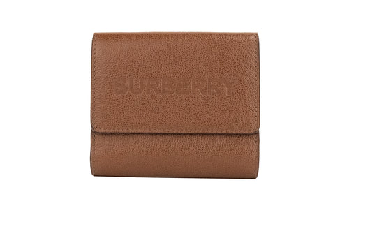 Burberry Luna Tan Grained Leather Small Coin Pouch Snap Wallet - Gio Beverly Hills